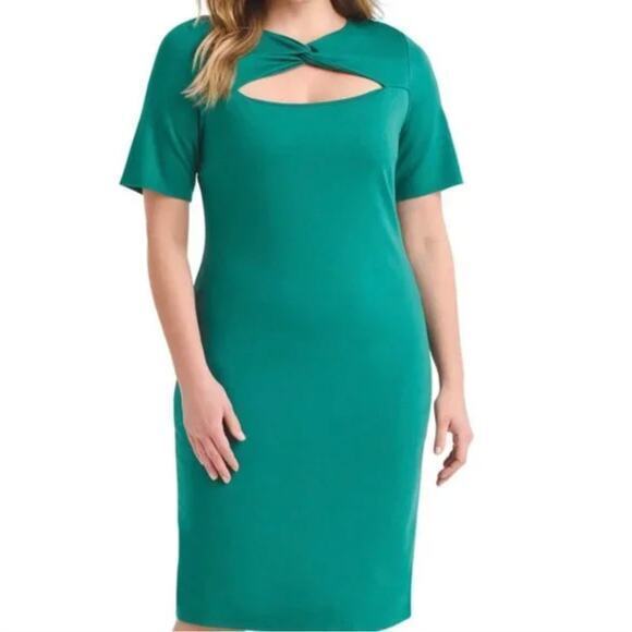 New! Eloquii Twist‎ Front Sheath Dress Green size 18 - Picture 1 of 16